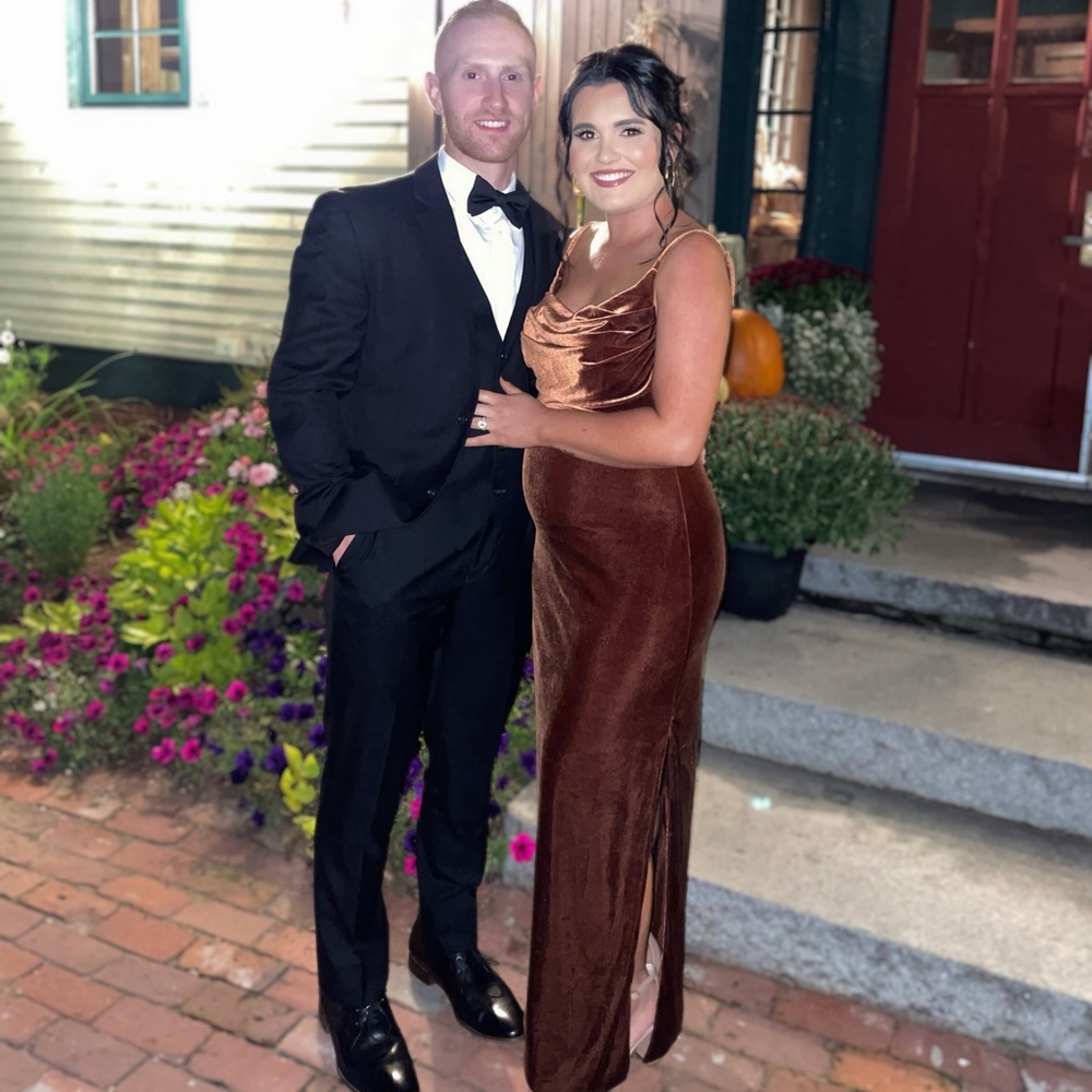 Revelry Velvet bridesmaid dress in “Rust” size 10